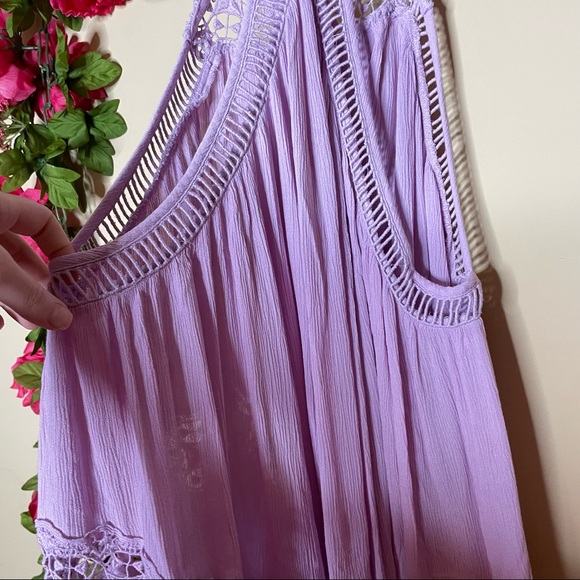 Free People Sky Full of Stars Lavender Crochet Tunic Top Size XS - Picture 11 of 15